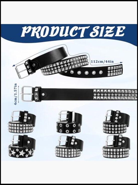 Faux Leather Studded Belts Set Punk Goth Y2K Style Accessories main image 4